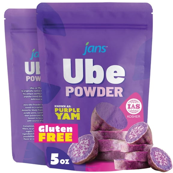 Jans Natural Ube Powder (Purple Yam) – 5 oz | Ube Extract Flavoring for Baking, Lattes, Desserts & Holiday Cookie Mix