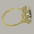 thumbnail image 4 of LBG British Made 10k Yellow Gold Natural Sapphire & Cultured Pearl Womens Cluster Ring - 33 size options - Size 11.25, 4 of 6