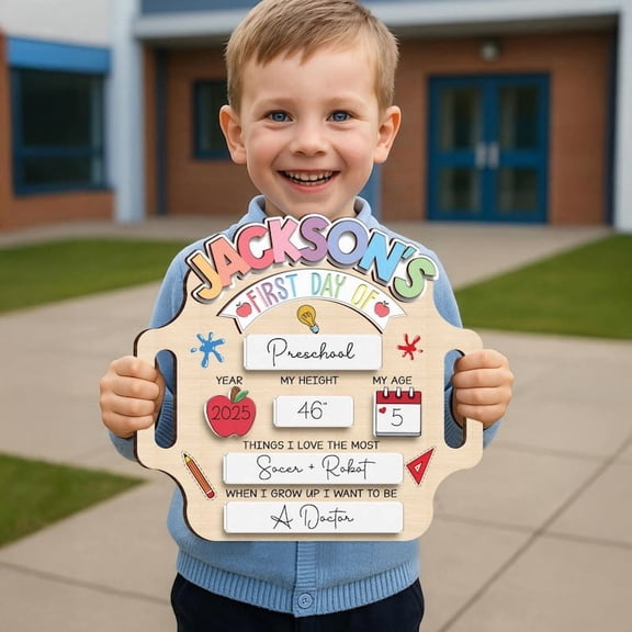 Personalized First Day of School Sign – Last Day of School Board, Kindergarten & Preschool Back to School Keepsake, 1st Day School Decoration