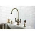 thumbnail image 2 of Kingston Brass KS1763ALBS Vintage Two-Handle 2-Hole Kitchen Faucet with Brass Sprayer in Antique Brass, 2 of 7