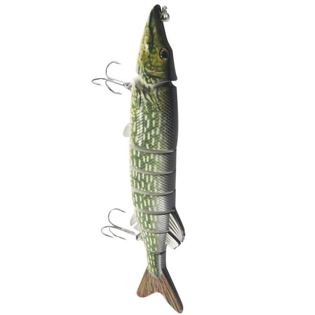 12,5 cm 20g realista multiarticulado 8 segmentos Lucio Muskie señuelo de pesca Swimbait Crankbait cebo duro anzuelo aparejo verde militar
