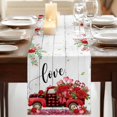thumbnail image 3 of Table Runners 70 Inches Long Dress Scarves, Valentine's Day Farmhouse Coffee/Dining/Kitchen Table Decor, Holiday Table Runner, Red Plaid Truck Roses Love Leaves Wood 13x70 Inch, 3 of 9