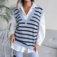 thumbnail image 2 of IROINNID Womens Sweater Sweater Vest V-Neck Pullover Sweater Stripes Casual Short Length Sleeveless Hollow Knitted Vest Sweater Vest, 2 of 3