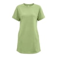 thumbnail image 7 of Puyaiuu Women Solid Crew Neck Short Sleeve T Shirt Mini Dress With Side Pockets Green XL Gift, 7 of 7