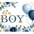 thumbnail image 4 of Floral Design Baby Shower Banner Blue Balloons Baby Announcement for Indoor Decoration Baby Party Celebration Newborn Event, 4 of 6