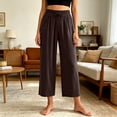 thumbnail image 5 of Posijego Women's Pajama Capri Pants High Waisted Elastic Wide Leg Capris Pants Pjs Bottoms Lounge Pants with Pockets, 5 of 9