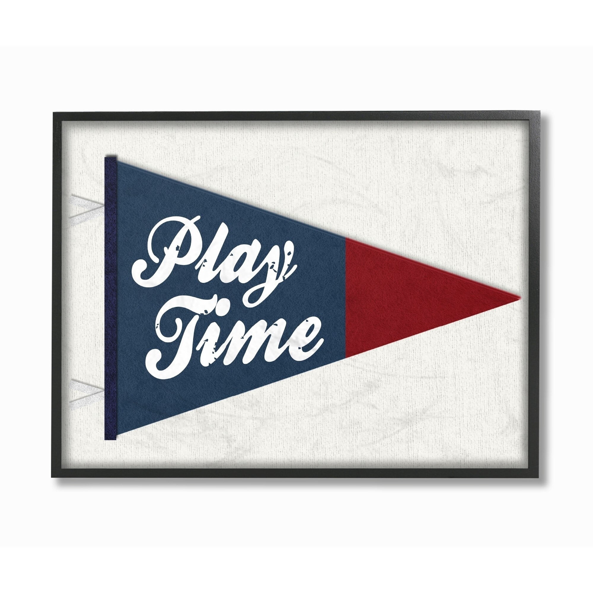 The Kids Room by Stupell Play Time Pennant Blue And Red Framed Giclee Texturized Art, 11 x 1.5 x 14