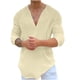 thumbnail image 2 of Blusas y camisas de manga larga con cuello en V para hombre, blusas casuales de moda, blusas lisas de manga larga con cuello en V, blusas transpirables para hombre, 2 of 6