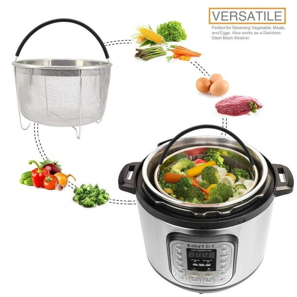 Maner Dresses Stainless Steel Steamer Basket For Instant Pot With Silicone Wrapped Handle Custom Fit For 5 6 Qt Or 8 Qt Instapot Pressure Cooker. Pe