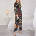 thumbnail image 4 of Disketp Pajamas Set Long Sleeve Sleepwear Womens Button Down Nightwear Pj Sets-Skulls And Flowers, 4 of 9