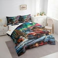 thumbnail image 3 of Manfei Xmas Farm Truck Bedding Comforter Set 7pcs for Kids, Merry Christmas Full Bedding Set, Dreamy Aurora Fitted Sheet Flat Sheet, Lightweight Room Decor, 3 of 8