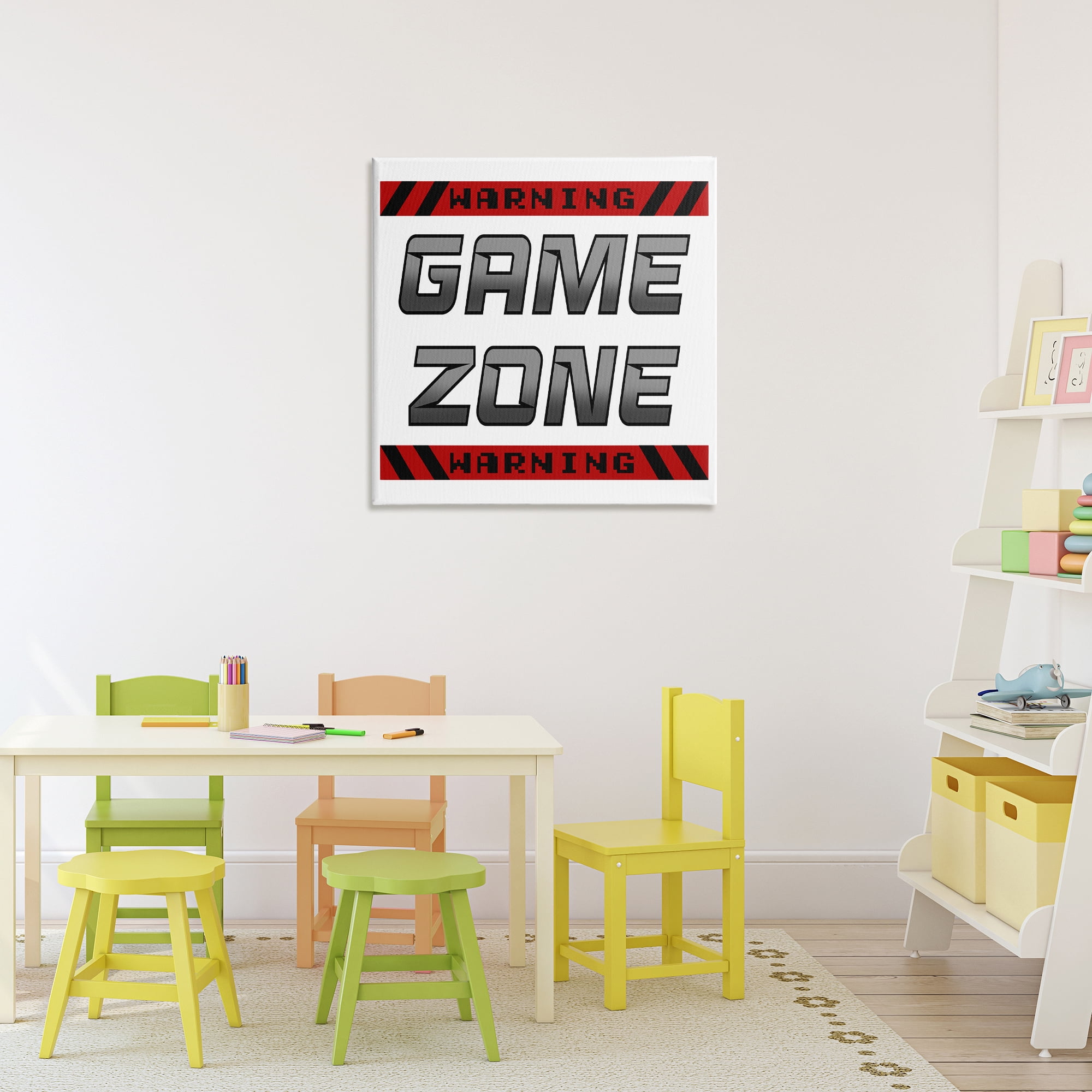 Stupell Industries Game Zone Warning Canvas Wall Art, design by Marcus Prime