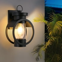 6.7" Metal Wall Light with Clear Glass Shade, Waterproof Lantern Sconce for Porch, Entryway, Garage, Yard, Matte Black