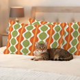 thumbnail image 3 of Orange Green Geometric Outdoor Waterproof Pillow Covers, Abstract Moire Modern Vintage Decorative Rectangle Throw Pillowcase Sofa Cushion Sham for Patio/Couch/Chair, 20"x12" 2 Pack, 3 of 8