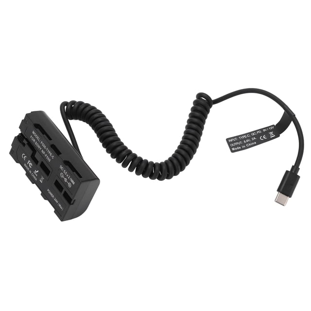 Batterie Factice à Ressort, Type C Longue Durée vers NP F550, Technologie de Protection Multiple Entièrement Décodée pour Moniteurs avec Batterie F550