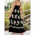 thumbnail image 4 of Summer Dress Casual Womens Boho Dress Sleeveless Printed Long Tiered Maxi Dress Beach Dress 2025 Black S, 4 of 5