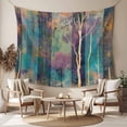 thumbnail image 2 of Forest Oil Painting Large Tapestry for Bedroom Wall Hanging Tapestry, Modern Geometric Abstract Art Ceiling Backdrop Tapestries Poster Blanket Wall Decor for Teens Room Living Room Dorm 85" x 90", 2 of 8