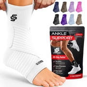 Sleeve Stars Ankle Brace for Sprained Ankle, Ankle Support for Women & Men, Single, White, Large