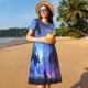 thumbnail image 4 of Balery Red And Blue Fire Dragon Vestidos sueltos de manga corta para mujer, vestidos de verano 2025, vestidos casuales de corte A con vuelo., 4 of 6