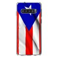 thumbnail image 1 of DistinctInk Clear Shockproof Hybrid Case for Samsung Galaxy S10 (6.1" Screen) - TPU Bumper, Acrylic Back, Tempered Glass Screen Protector - Red White Blue Puerto Rico Flag, 1 of 2
