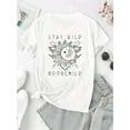 thumbnail image 2 of T-Shirt Décontracté pour Femmes avec Imprimé Lune et Flèche - T-Shirt à Manches Courtes et Col Rond Confortable, Parfait pour l'Été et les Sports, Flèche Anglaise Lune, Mode, Décontracté, T-Shirtfête des Pères, Fête des Mères, Nouvel An, Printemps, 2 of 6
