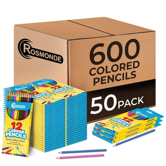 Lápices de colores Rosmonde, 50 paquetes (600 lápices), 12 colores