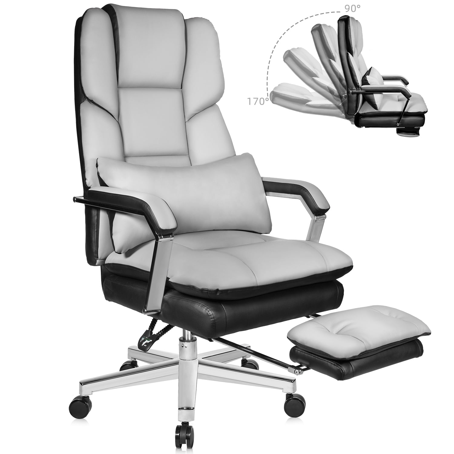 Homezeer Reclining Office Chair with Footrest O203, Big and Tall Office Chair 500lbs Wide Seat