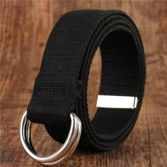 ZEELIY Men Canvas Belt Web Fabric Casual Belt with Black Double D-ring 1 1/2" Wide