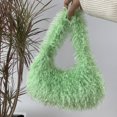 thumbnail image 3 of 898 Y2k Plush Dopamine Fashion Beach Lana Bolso Mano (verde) Verde Fluorescente, 3 of 6