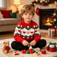 thumbnail image 6 of Toddler Boys Christmas Holiday Knit Pullover Sweater, Festive Reindeer Santa Gingerbread Graphic Crewneck Top 6-7 Years, 6 of 9