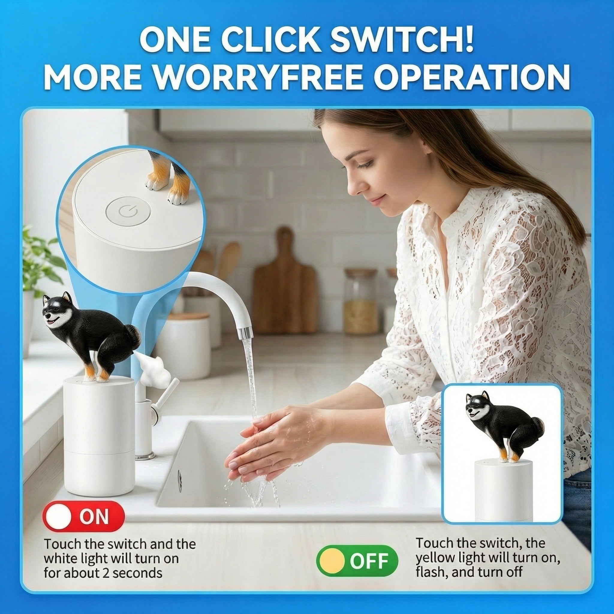 Stxxno White Fun Animal Series Shiba Inu Pigeon Soap & Lotion Dispensers