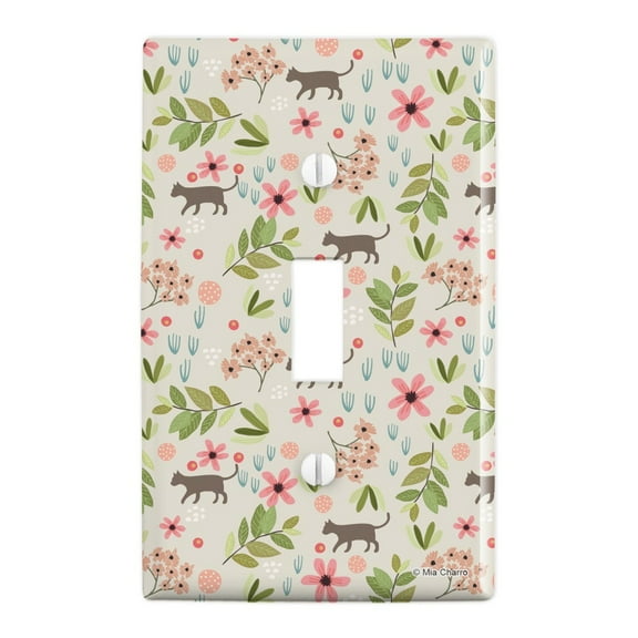 Cats and Flowers Plastic Wall Decor Toggle Light Switch Plate Cover
