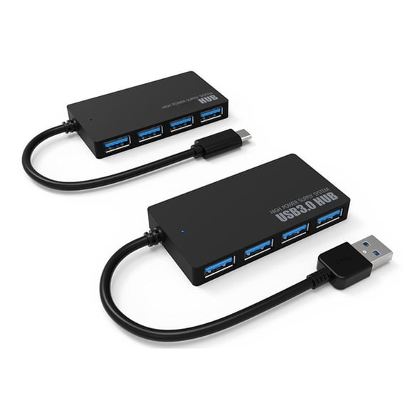 QHUDLV 4‑Port USB 3.0 Hub,High Speed Splitter,Multi‑Device Adapter for Laptops