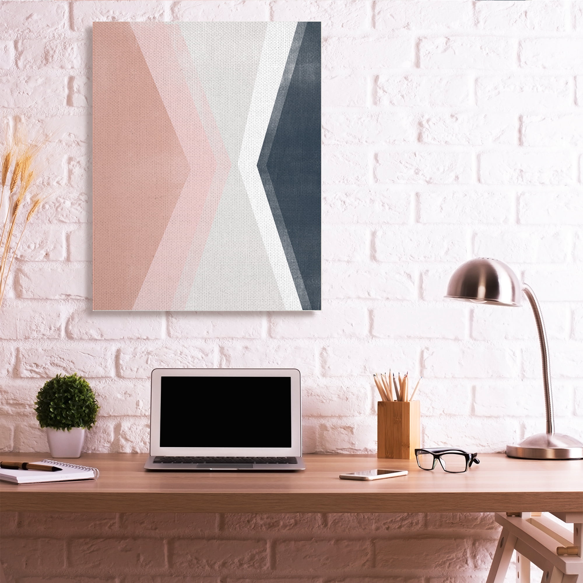 Stupell Industries Asymmetrical Angles Mirrored Pink Blue Shape Abstraction Canvas Wall Art, 36 x 48, Design by June Erica Vess