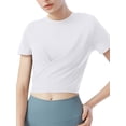 thumbnail image 5 of YouLoveIt Women's Athletic Sports Shirts Quick Dry Slim Fit Yoga Tops Activewear Sports T-Shirt Womens Short Sleeve Tie Front Knot T-Shirt Workout Crop Tank Tops, 5 of 8