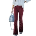 thumbnail image 4 of FASHIONWT Women Corduroy High-Rise Slim-Fit Lady Flared Trousers, 4 of 5
