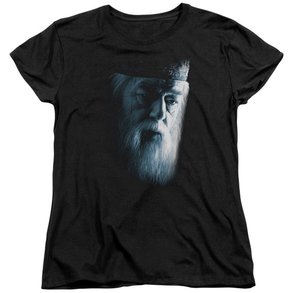 Trevco HP6009-WT-4 Harry Potter & Dumbledore Face Short Sleeve Womens T-Shirt, Black - Extra Large