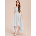 thumbnail image 4 of Drtj Kids Junior Bridesmaid Off Shoulder Dresses Asymmetrical Chiffon Flower Girls Party Pageant Gown, 4 of 6