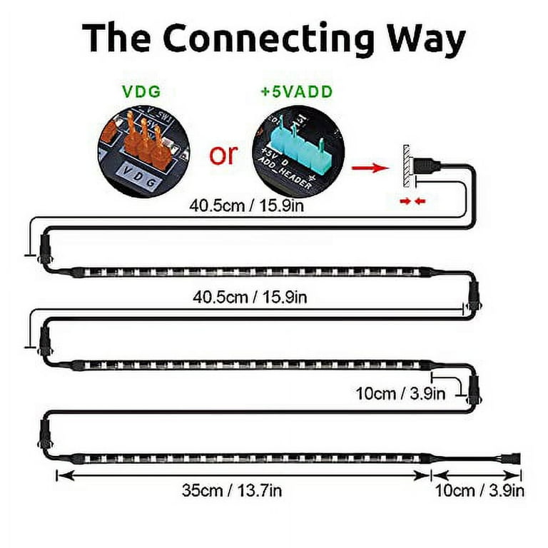 Addressable RGB LED Strip for PC , 5V WS2812B Rainbow Digital Light Strip  for ASUS AURA SYNC