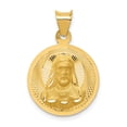 thumbnail image 1 of 14K Yellow Gold Charm Pendant Polished & Diamond-Cut Sagrado Corazon Circle, 1 of 4