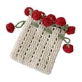 thumbnail image 3 of Bolso de hombro de crochet completo playa de mano tejida hecha a mano linda 591x472x118 pulgada de rosa de punto de rosa de punto Beige, 3 of 8