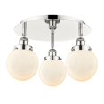 thumbnail image 3 of Innovations Lighting  Beacon - 3 Light 18" Flush Mount Polished Nickel/Matte White, 3 of 5