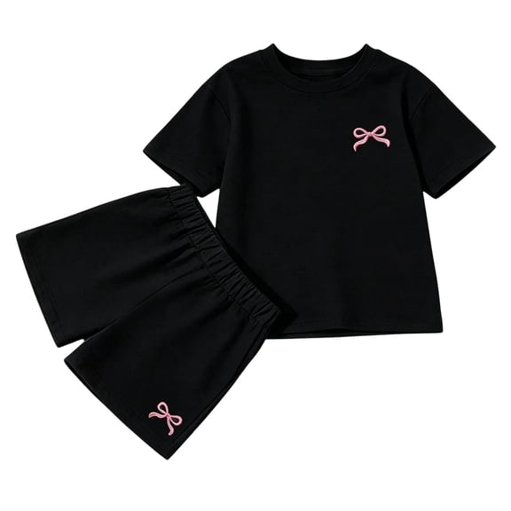 Tiijoy Girls Summer Outfits Casual Short Sleeve T-Shirt Shorts Set, 2-Piece, Sizes 2-14