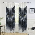 thumbnail image 5 of Cat Head Black Blackout Curtain Panels Drapes Privacy Assured with Light Filtering Curtains for Living room Bedroom Bathroom Window, 5 of 6