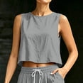 thumbnail image 6 of Aezemi Womens Crop Tank Tops, Faux Cotton Linen Summer Beach Sleeveless Tops, Lightweight Casual Outdoor T Shirt, 6 of 9