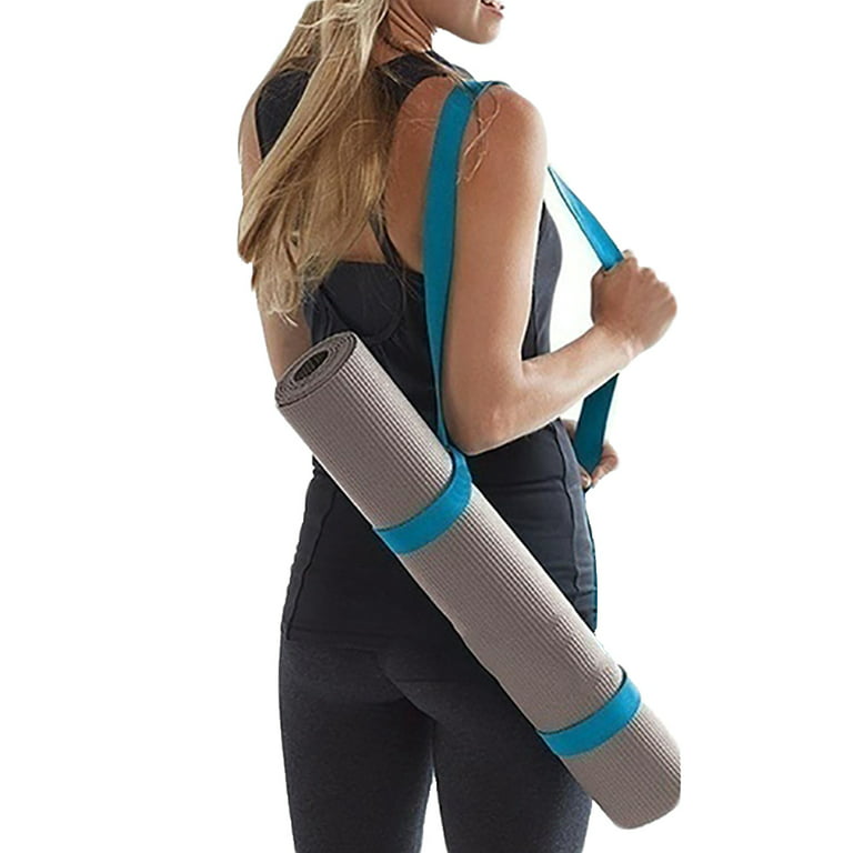 Yesbay Solid Color Exercise Fitness Yoga Mat Holder Shoulder Strap Carrier  Tie Belt-Black 
