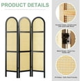 thumbnail image 5 of Room Divider and Folding Privacy Screens, Pine Wood 5.6 Ft Double Hinged Rattan Partition Freestanding Wall Room Divider for Home - 3 Panels, 5 of 18
