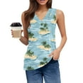 thumbnail image 4 of SAATLERI Summer Sleeveless Shirts for Women Hawaiian Print Tropical V Neck T Shirts Loose Fit Dressy Tops Casual Tank Top, 4 of 5