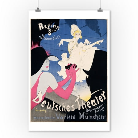 Deutsches Theater Vintage Poster (artist: Schnackenberg, Walter) Germany (9x12 Art Print, Wall Decor Travel