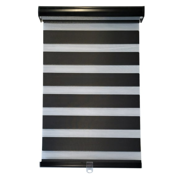ITY - Olivia Stone - 24" X 84" Alternate Zebra Blinds Window Shade Cordless Black